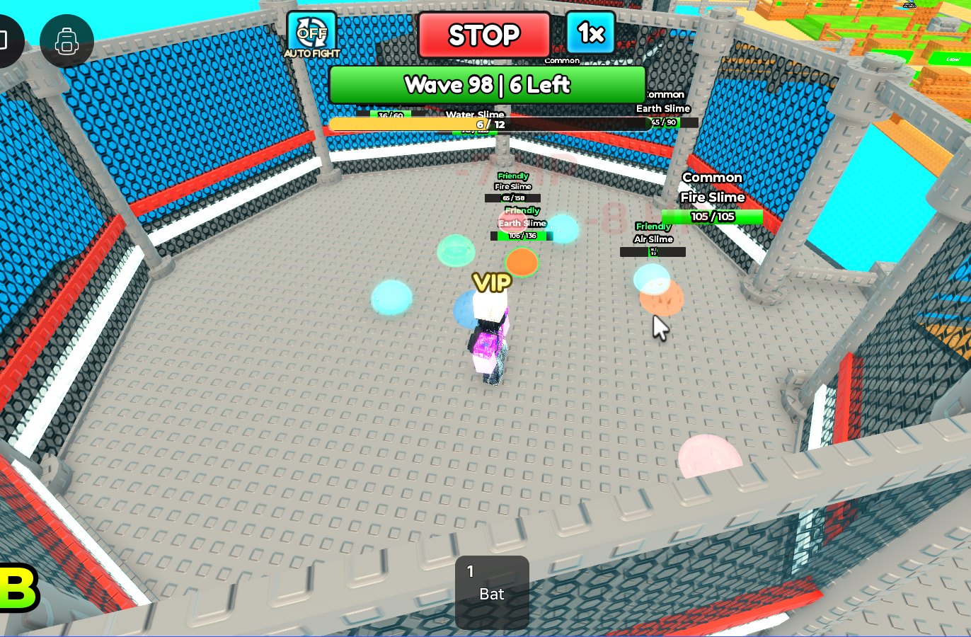Overhead view of a Slimes Arena match